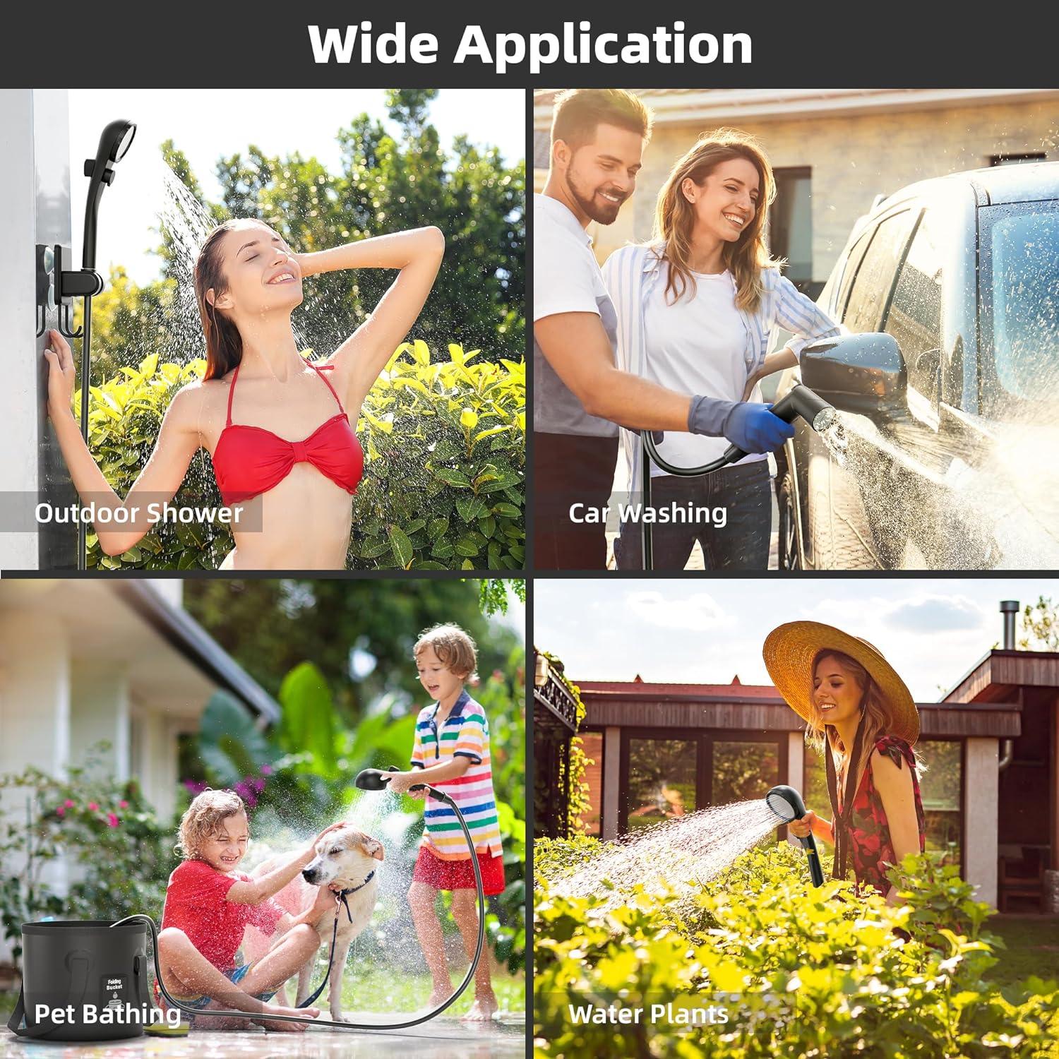 Portable Camping Shower, 6000mAh Rechargeable Shower Pump, Filtered Shower Head & 5 Gallons Foldable Bucket, Outdoor Shower for Hiking Beach, Travel, Pet Bath, Car Washing, Surf & Boat Cleaning Portable Camping Shower, 6000mAh Rechargeable Shower Pump, Filtered Shower Head & 5 Gallons Foldable Bucket, Outdoor Shower for Hiking Beach, Travel, Pet Bath, Car Washing, Surf & Boat Cleaning